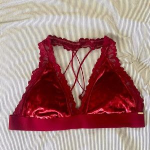 Red Velour PINK Brand Strappy Bralette